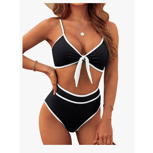 Blooming Jelly Womens High Waisted Bikini Set Tie Knot High Rise Two Piece Swimsuits Bathing Suits, Size S