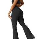 YEOREO Women Sleeveless Flare Jumpsuits Sexy Backless Gym Bodycon Scrunch Butt Yoga Rompers V Back Lizvette Black Medium