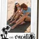 Eronm Solid Wood Beach Picture Frames for 4 x 6 Inch Photo, Life is Better on Vacation Wooden Photo Frame with Stand, Vacation Gifts for Family Friend, Home Office Desk Decor Party Decoration-A25