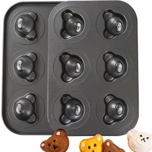 2 Pack Bear Shaped Muffin Pans, 6 Cavity Non-Stick Madeleine Mold Cake Pan, Mini Muffin for Edible Bear Cake Topper Decoration Shower Birthday Party Decorations