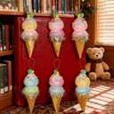 LANGXUN 6pcs Ice Cream Candy Land 2025 Xmas Birthday Party Suppiles Decoration, Hanging Candy Cane Christmas Tree Dcor, Christmas Decorative Hanging Ornaments Crafts