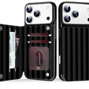 TopPerfekt for iPhone17 Pro Max Case Wallet with Card Holder, Military-Grade Drop Protection, Flip PU Leather Built, Double Magnetic Clasp and Durable Shockproof for iP17 PM5G 2025 Cover-Stripes Black