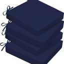 Basic Beyond Outdoor Chair Cushions for Patio Furniture, Waterproof Outdoor Seat Cushions Set of 4 19 x 19, Patio Chair Cushions Set of 4 with Ties and Handle, Navy Blue