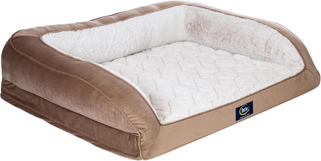Serta Orthopedic Quilted Couch Dog Bed for Pets  Desert Sand (X-Large) (46.0"L x 34.0"W x 10.0"Th)