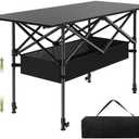TrippleChain 4FT Folding Roll up Camping Table | Portable Picnic Desk with Carry Bag, Mesh Shelf, for Outdoor Cooking, Lawn Parties, and Travel