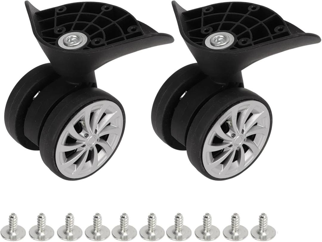 1 Pair Luggage Suitcase Wheels, Luggage Wheels Replacement Travel Suitcase Caster Wheels 360 Swivel, Trunk Luggage Wheel Spare Part Replacement for Luggage Suitcase Trolley, Mute Double Row Wheels (A57)