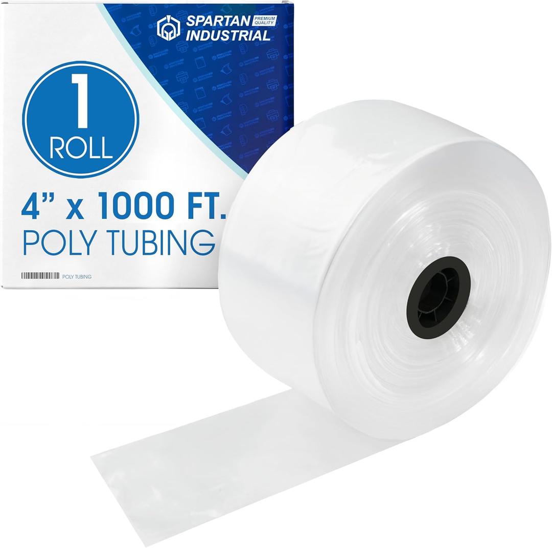Spartan Industrial 4" Wide LDPE Flat Poly Tubing Mini Roll, 4" W x 1000' L, 2 Mil | Ideal for Tailored Poly Bag Packaging and Safe Storage of Food, Electronic Components and Accessories