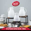 TableCraft 12663, 34 oz (1 L) Plastic Coffee Carafe with Glass Liner, White Frosted Vacuum Insulated Coffee Dispenser with Push Press Lid, Lightweight, Ideal for Diners, Cafes & Restaurants