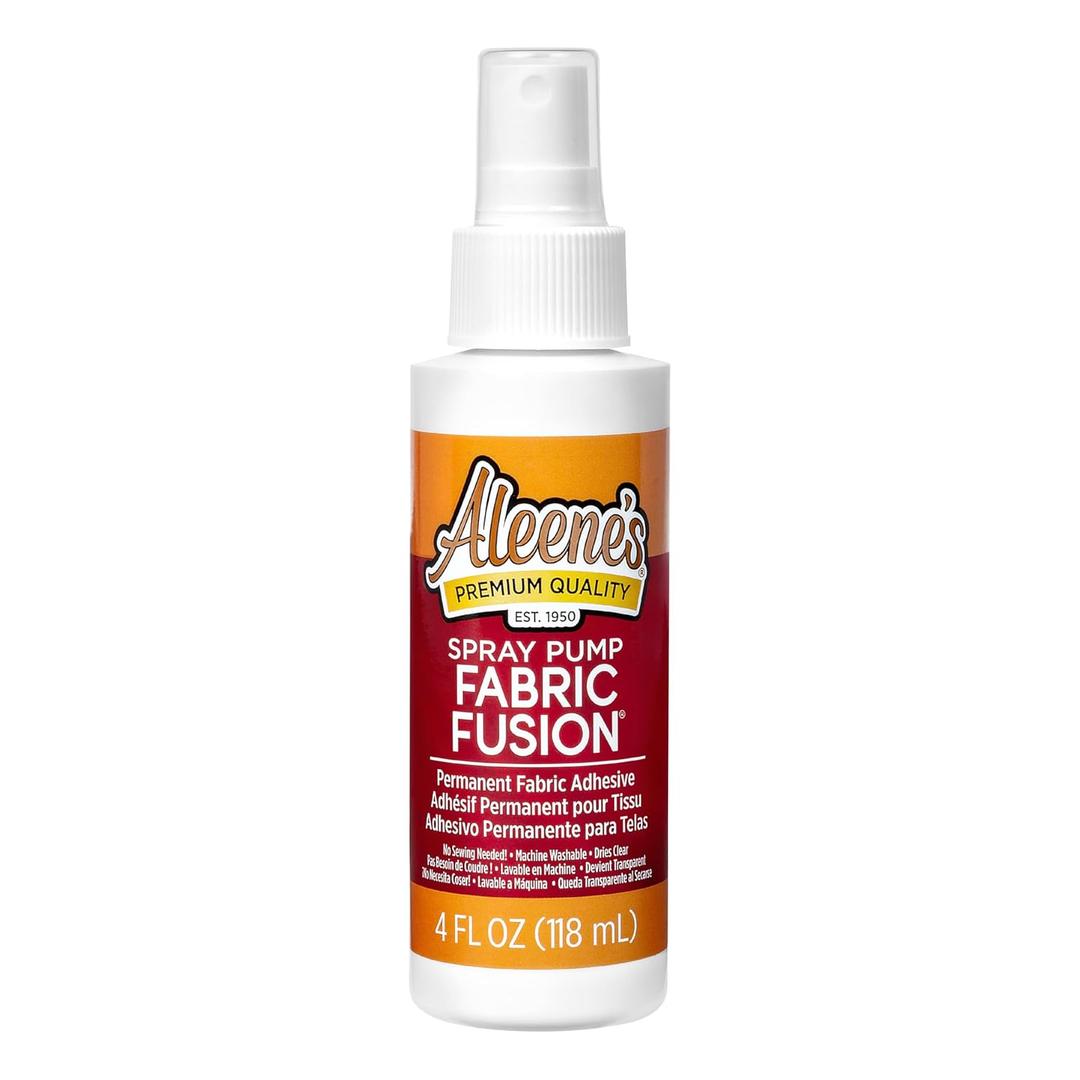 Aleene's Fabric Fusion Spray Pump, Permanent Fabric Glue, 4 fl oz, Fast Drying Spray Adhesive for Cotton, Denim, Polyester - Prime Before Use