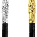 Lucleag 2PCS Gold Walking Cane & Silver Walking Cane, Halloween Party Theme Party Supplies, Halloween King Cosplay Prop Costume Accessories, Halloween Prop Stick Pimp Canes for Adults Kids