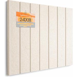 Bulletin Board, 24 x 18 inches Felt Board Decorative Pin Board, 4' x 3' Cork Board Alternative for Wall, Foldable Photo Board with 20 Pushpins - Oatmeal Stripes
