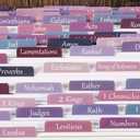 3 x Thinkor Laminated & Repostion Bible Tabs, Large Print Christian Gift for Women and Men, Easy to Read and Apply Bible Journaling Tabs (Purple & Pink Print)