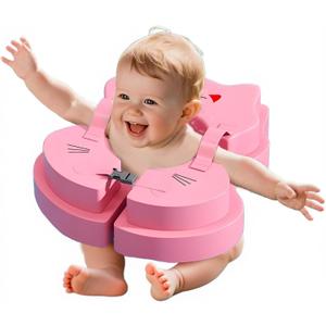 Kids Swimming Float No Inflate Kiddie Pool Float Solid Arm Floaties with Anti Flip Over Design, Double Safety Buckles Infant (Pink)