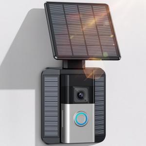 NANW Solar Charger Compatible for Ring Video Doorbell 3/3 Plus/4/Battery Doorbell Plus/Battery Doorbell Pro - 2-Prong Port Charging only, Efficient Solar Panel Mount, Adjustable Solar Charger
