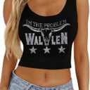 Country Music Tank Top Sparkly Cowgirl Graphic Shirts I'm The Problem Tee Country Music Crop Tops Western Music Fans Outfit XS