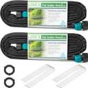 LINEX Flat Soaker Hose 30 ft for Garden Beds, 1/2'' x 15 ft 2 Pack Drip Hoses Irrigation Sprinkler Heavy Duty Save Water 80% for Vegetable