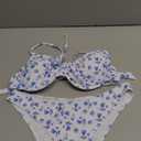 Milumia Women's 2 Piece Bikini Sets Ditsy Floral Swimsuit Tie Back Swimwear (Large, Blue and White)