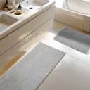 Large Waffle Bath Mat Set, Non Slip Bathroom Mat Ultra Absorbent Bath Mats for Decor, Extra Soft Floor Bathroom Rugs Sets 2 Piece, Washable Bath Rugs Set, Grey & White, 20"47" and 16"24"