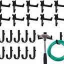 20 Pcs Storage Shed Tool Hooks Black Tool Hanger Compatible with Suncast Shed Accessories for Hanging Storage Shelves Organizer Accessories Parts Replacement Screws Brackets Ladders(J/v)