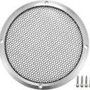 ACROPIX Universal 6" Car Speaker Grills Cover Mesh Round 6 Inch Audio Speaker Subwoofer Guard Protector Case with Mounting Screws Iron Aluminum Alloy Silver Tone Black - Pack of 1