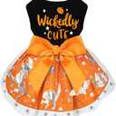 Dog Halloween Costumes Dog Dress Halloween Costumes for Dogs Funny Puppy Dress with Bow for Small Medium Large Dogs Pumpkin Witch Bat Pet Costume Halloween