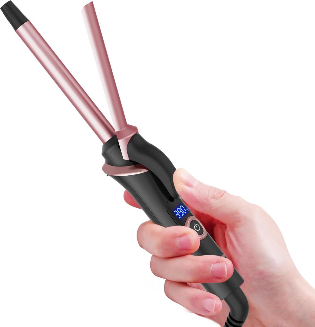 Mini Curling Iron for Short Hair - Small Travel Curling Iron with Dual Voltage, Ceramic Barrel, 5 Heat Settings, 60 Min Auto-Off, Portable Curling Wand for Versatile Styling (1/2 inch)