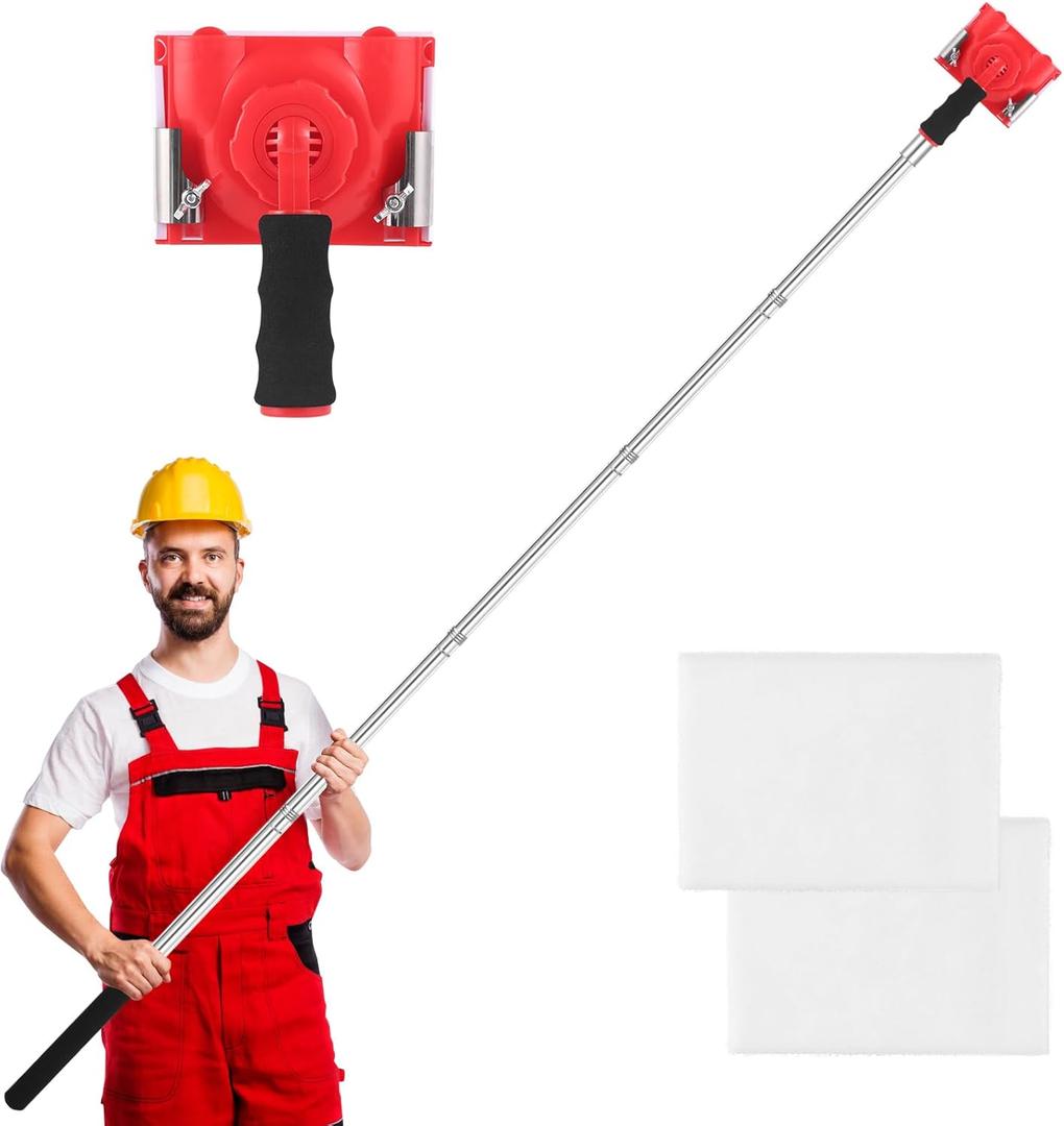 Paint Edge Trimmer + 2 Replace Pads - Adjustable 35.4-78.7 Inch Spliceable Pole, Ceiling & Corner Painting | Includes Replaceable Paint Pads | Professional Paint Edger for Clean, Sharp Lines