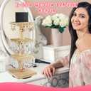 ERTIUANIO Bracelet Holder Display, 3 Tier Wooden Rotating Display Stand for vendors, 60 Hooks for Bracelet, KeyChain, Necklace, Jewelry