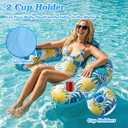Azurphoric 2 Pack Inflatable Pool Floats Adult, Heavy Duty Pool Lounge Chair, Pool Floaties with Mesh Seat, Backrest & Cup Holders, Beach Chairs for Summer Party Pool Lake River and Beach Fun