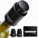 [2 PACK] Wine Bottle Stoppers,Real Vacuum Stoppers,Reusable Wine Preserver,Wine Corks Keep Fresh,Best Christmas and Birthday Gifts for Wine Lovers. (Black)