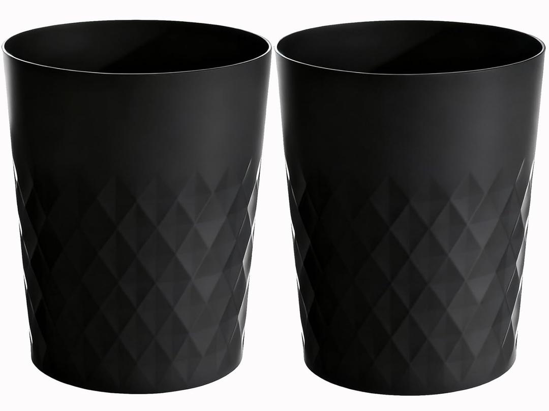 Bathroom Trash Can 1.8 Gallon Garbage Can Waste Basket Recycling Bin for Dorms Bedrooms Offices Kitchens, 2 Pack Black
