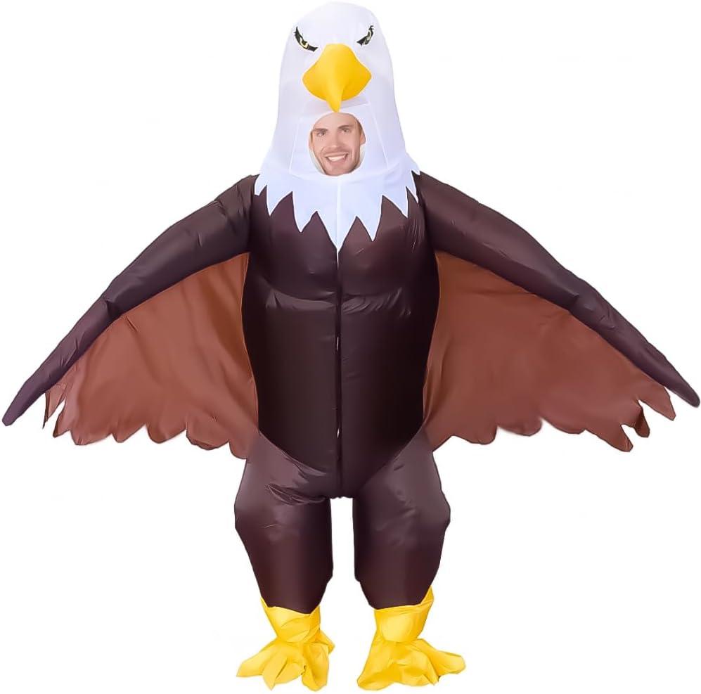 MXoSUM Inflatable Bald Eagle Costume for Adult Blow up Eagle Mascot Costume Outfit Funny Independence Day Parade Patriotic Costume Suit