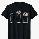 Introvert Cat Animal Rescue Pet Lover Apparel Rock Paper Scissors Hand Game Cute Paw Funny Cat T-Shirt size M Black