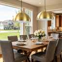 Large Brushed Gold Pendant Light, 16"Gold and White Farmhouse Ceiling Light