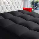 COONP Queen Mattress Topper, Extra Thick Pillowtop, Cooling Plush Mattress Pad Cover Bed Topper Protector with 8-21 Inch Deep Pocket (Black, Queen)