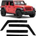 Tape-On Side Car Window Visors Rain Guards for 2018-2025 Jeep Wrangler JL 4 Door Smoke Tinted Vent Deflector Sun Shades