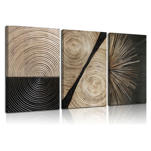 3Pcs Retro Wood grain Abstract Canvas Wall Art Minimalist Black Golden Line Texture Wall Decor Pictures Neutral Geometric Beige Brown Poster Prints for Living Room Bedroom Home Decoration 12x16in