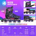 2PM SPORTS Vinal Girls Adjustable Flashing Inline Skates, All Wheels Light Up, Fun Illuminating Skates for Kids Men Adult Women and Boys, L