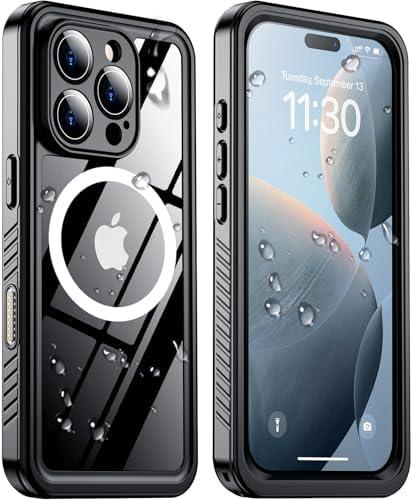 Temdan Magnetic Designed for iPhone 16 Pro Case,Waterproof Built-in Lens & Screen Protector[IP68 Underwater][Full Body Shockproof Protective Phone 16 Pro Case 6.3'' - Black