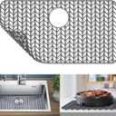 GUUKIN Sink Protectors for Kitchen Sink - 28.4"x 15.2" Silicone Kitchen Sink Mat Grid for Bottom of Farmhouse Stainless Steel Porcelain Sink with Rear Drain（Grey）, 2815B