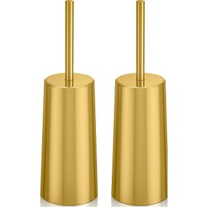 Toilet Brush and Holder, 2 Pack Toilet Brush Stainless Steel, Toilet Bowl Brush for Bathroom Toilet-Ergonomic, Elegant,Durable (Gold)