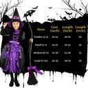 Witch Costume for Girls, Light-Up Purple Dress with Hat & Broom Accessories for Halloween Parties & Role Play (Small(5-7yr))