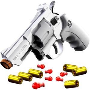 Revolver Toy Gun Pistol, Interlocking Foam Dart Blaster, Safe and Fun Shooting Game for Boys, Puzzle Toys with Soft Bullets, Suitable for 14+ Years Old Boys and Girls (Grey)