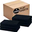 Bulk Queen Flat Sheets Only, 6 Pack Quick Sort Top Bed Sheet, Color-Coded Label Threads, Wrinkle-Free Shrinkage Durable Microfiber Hotel Motel Airb&bs Essentials for Hosts (90"x102",Black)