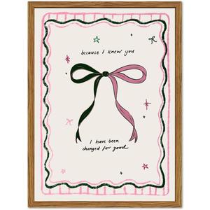 Framed Pink Bow Wall Art, Coquette Preppy Canvas Wall Decor Pictures, Trendy Inspirational Quote Paintings Prints Girly Home Decor Aesthetic for Girls Room Bedroom Dorm 12x16 inch