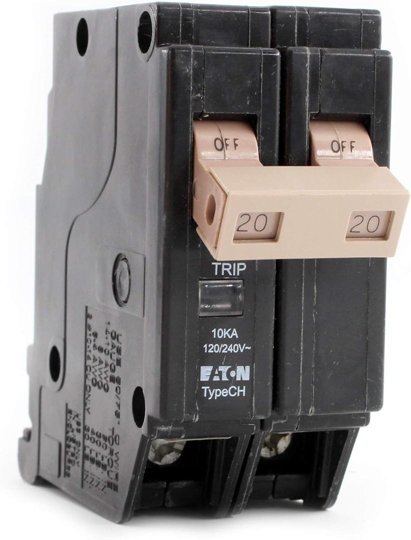 Eaton CHF220 Series 20A DP Circuit Breaker, No Size, Black