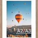 JCJMY 16.5x23.4 A2 Picture Frame Rustic Brown with 11.7x16.5 A3 Mat, Display Photo 11.7x16.5 with Mat or 16.5 x 23.4 Without Mat, Wall Hanging Large Frame with Plexiglass, Rustic Brown