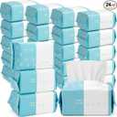 Riakrum 24 Pack Disposable Towelettes Face Towel Bulk Cotton Face Tissues Soft Facial Tissue Dry Wet Use for Sensitive Skin Care Makeup Removing Surface Cleaning (2400 Counts)