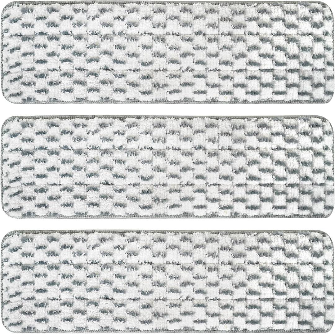 3 Pack Microfiber Cleaning Pad for Bona Mop, Reusable Mop Replacement Refill Pads for Hardwood Floors, Dual-Zone Cleaning Design for Faster Cleaning
