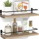 RICHER HOUSE Bathroom Shelves, Guard-Rail Floating Shelves for Wall, Wall Mounted Shelves Set of 2, Cute Bathroom Organizer Decor, Over Toilet Storage Small Shelf for Kitchen - Carbonized Black